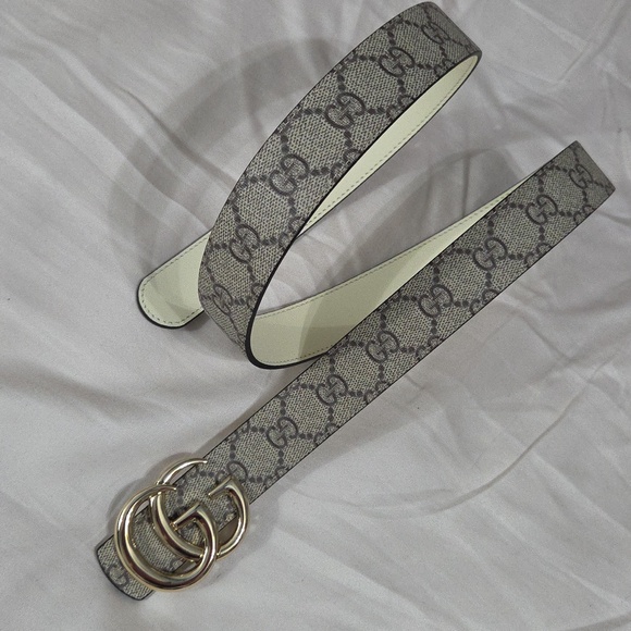 Skinny Gucci Reversible Monogram Belt Gold GG Buckle 90cm main image 13
